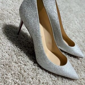 Christian Louboutin Silver Glitter Heels